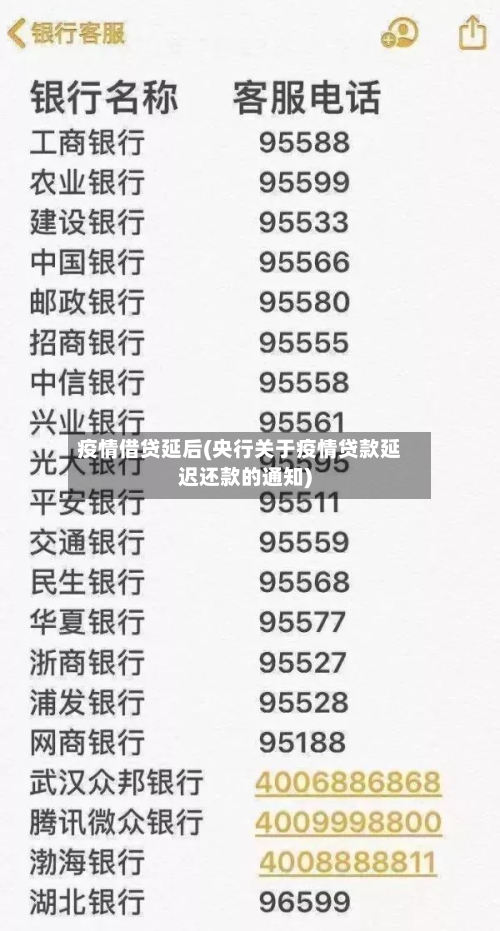 疫情借贷延后(央行关于疫情贷款延迟还款的通知)
